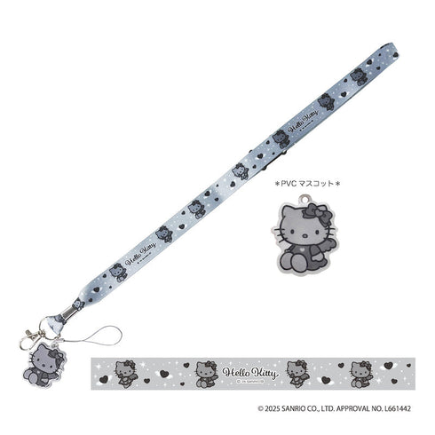 『HELLO KITTY BLACK ANGEL』ハローキティ ネックストラップ グレー【202510再販】